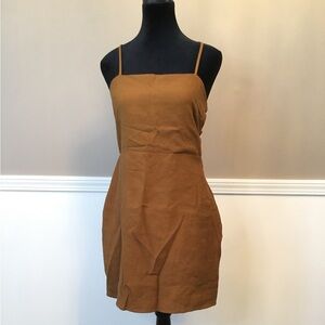 Forever 21 Tan Lace-Up Back Dress